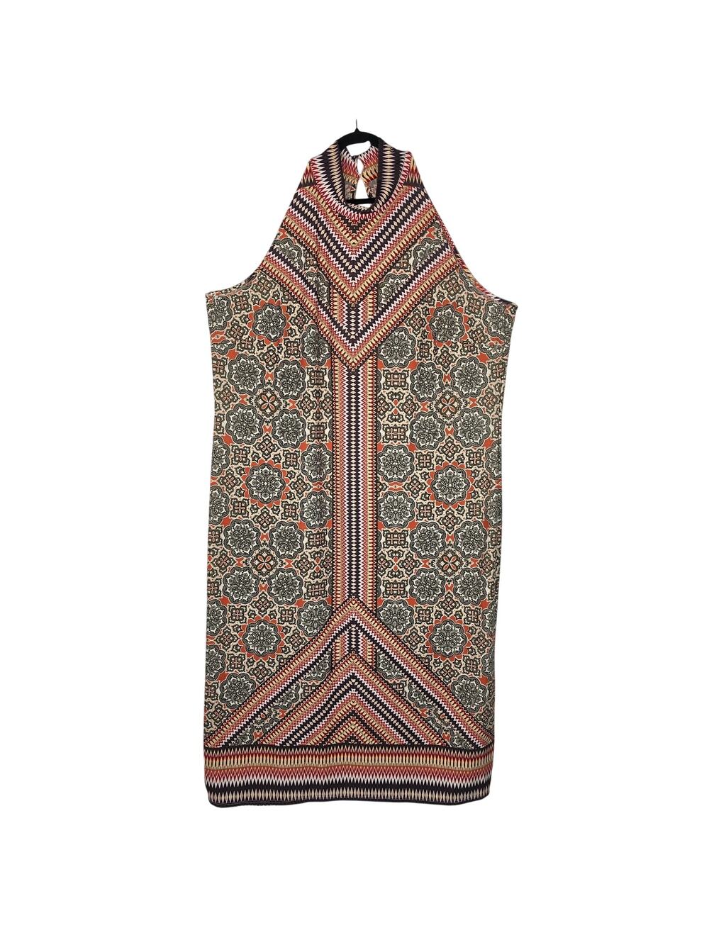 Ashley Stewart Dress Womens Plus Size 30/32 Multicolor Geo Halter Sheath Jersey